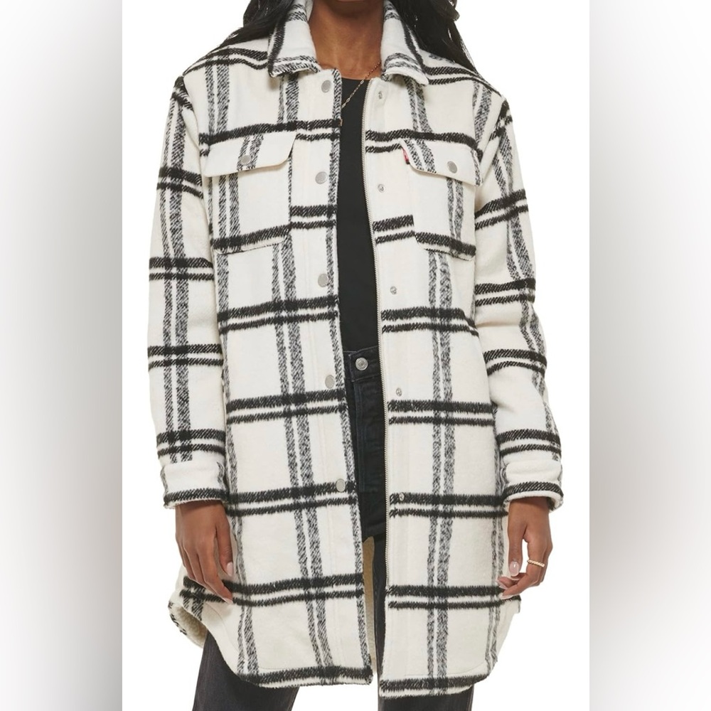 Levi’s Women’s Wool Blend Sherpa Lined Long Shacket - Medium